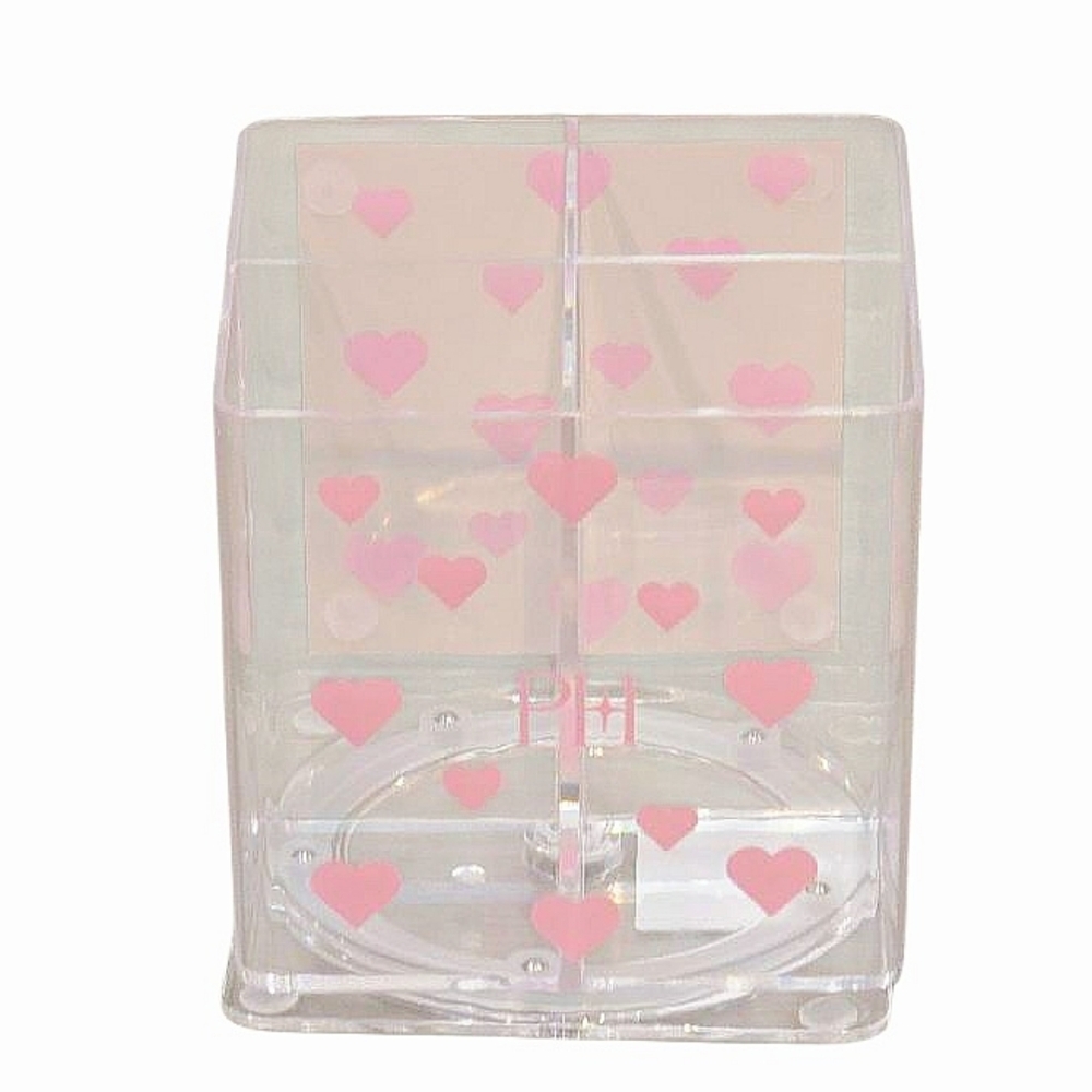 Paris Hilton Clear Pink Heart 360°‎ Rotating  Acrylic Organizer
